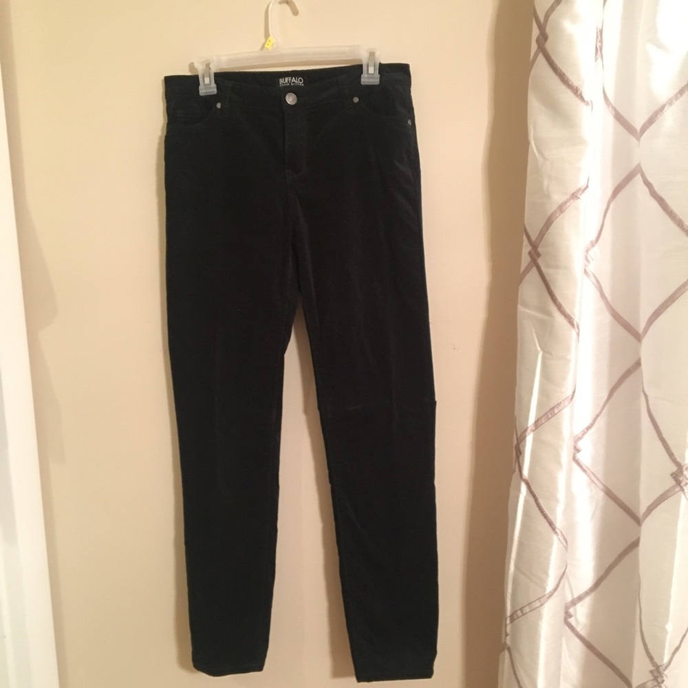 Gorgeous Dark Green Velvet Skinny-fit Pants